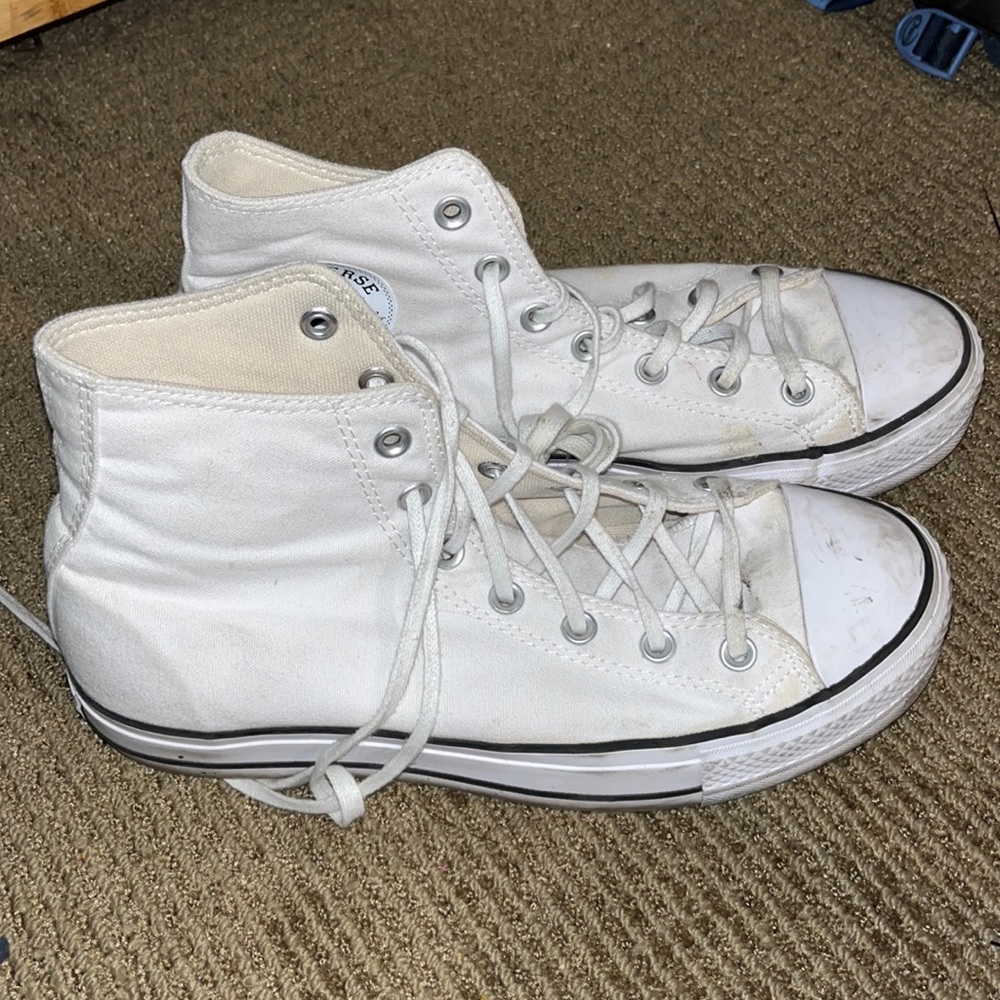 White Hightop Platform Converse